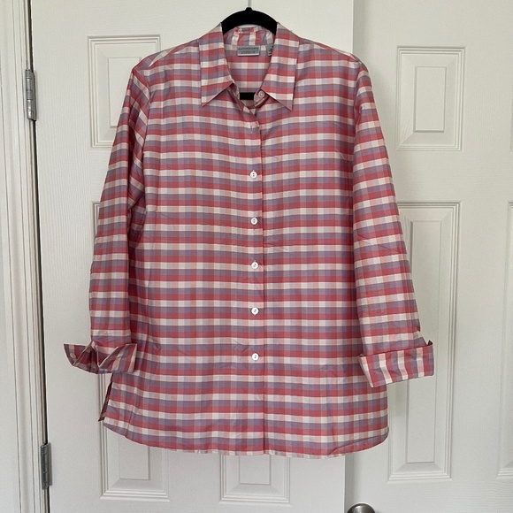 Sutton Studio 100% Silk Button Down Purple & Pink Bloomingdale's Exclusive - Picture 1 of 4
